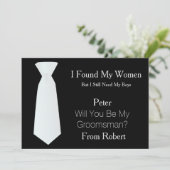 Bent u mijn Groomsman wit en zwart Stropdas? Kaart (Staand voorkant)