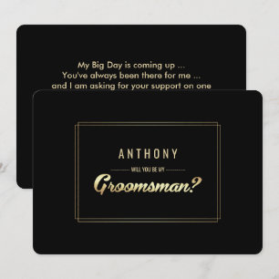 Bent u mijn Groomsman? Zwarte gouden bruiloft Kaart