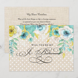 Bent u mijn Jr. Bridesmaid? Aquarel Bloemen Kaart