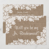 Bent u mijn Jr. Bridesmaid Rustic Burlap & Lace? Kaart (Voorkant / Achterkant)