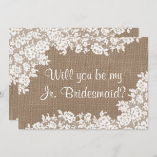 Bent u mijn Jr. Bridesmaid Rustic Burlap & Lace? Kaart
