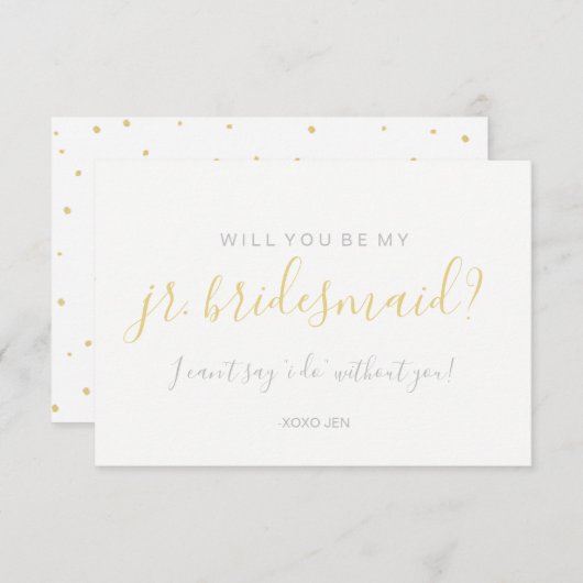 Bent u mijn Jr.Bridesmd-kaart - Gold Stippen White Kaart (Voorkant / Achterkant)