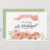 Bent u mijn Junior Bridesmaid? Aangepaste uitnodig Kaart (Voorkant / Achterkant)
