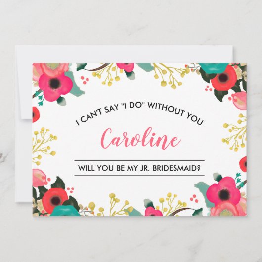 Bent u mijn Junior Bridesmaid? Modern Floral Kaart (Voorkant)