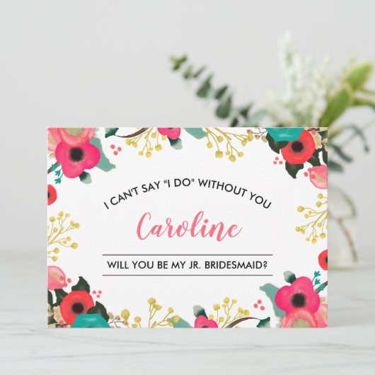 Bent u mijn Junior Bridesmaid? Modern Floral Kaart (Staand voorkant)