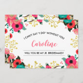 Bent u mijn Junior Bridesmaid? Modern Floral Kaart (Voorkant / Achterkant)
