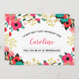 Bent u mijn Junior Bridesmaid? Modern Floral Kaart