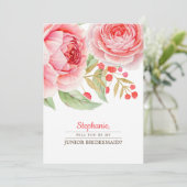 Bent u mijn Junior Bridesmaid? Romantische Rozen Kaart (Staand voorkant)