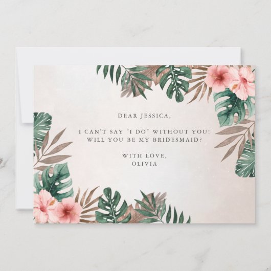 Bent u mijn Maid Honor Waterverf Tropische Kaart? (Achterkant)