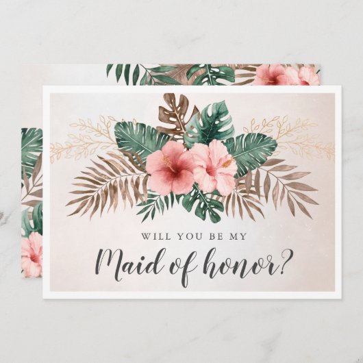 Bent u mijn Maid Honor Waterverf Tropische Kaart? (Voorkant / Achterkant)