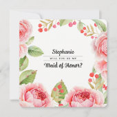 Bent u mijn Maid of Honor? Aquarel Bloemen Kaart (Voorkant)