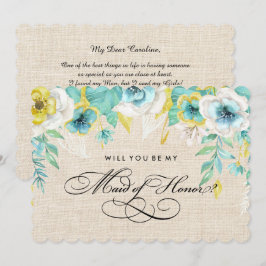 Bent u mijn Maid of Honor? Aquarel Bloemen Kaart