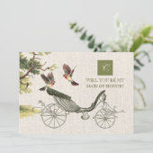 Bent u mijn Maid of Honor? Art Burlap Kaart (Staand voorkant)