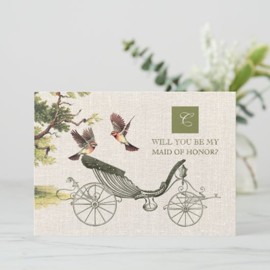 Bent u mijn Maid of Honor?  Art Burlap Kaart (Staand voorkant)