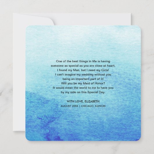 Bent u mijn Maid of Honor? Beach Seaside Kaart (Achterkant)