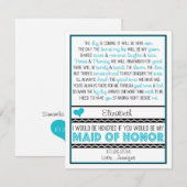 Bent u mijn Maid of Honor? Blauw/zwart gedicht V2 Kaart (Voorkant / Achterkant)