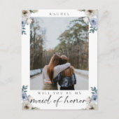 Bent u mijn Maid of Honor Blue Roos Foto Briefkaart (Voorkant)