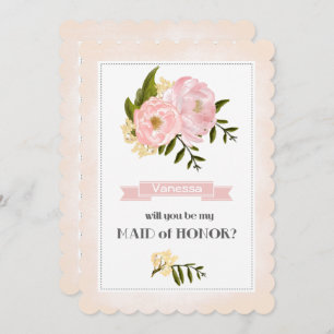 Bent u mijn Maid of Honor? Blush Pink Peonies Kaart