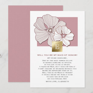 Bent u mijn Maid of Honor? Dusty Roos Floral Kaart