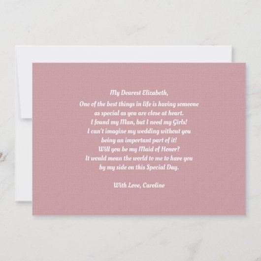 Bent u mijn Maid of Honor? Dusty Roos Kaart (Achterkant)