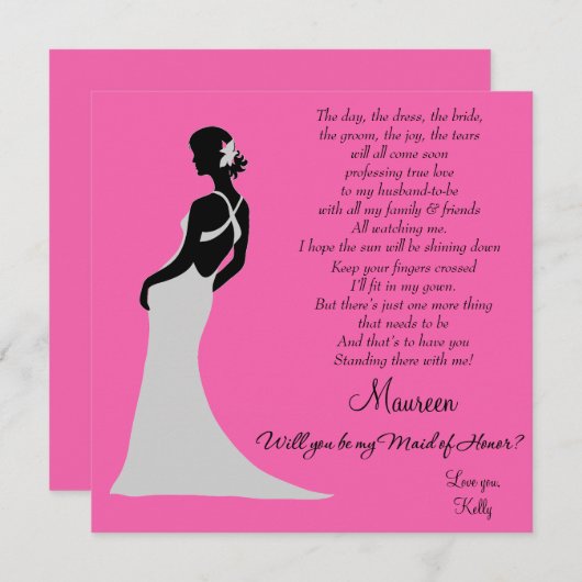 Bent u mijn Maid of Honor? Kaart (Voorkant / Achterkant)