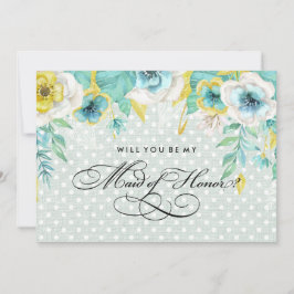 Bent u mijn Maid of Honor? Mint Floral Burlap Kaart