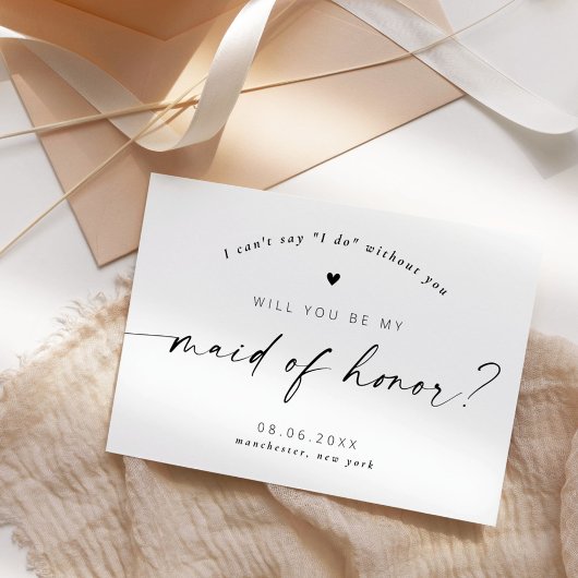 Bent u mijn Maid of Honor Modern Elegant Script Kaart