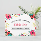 Bent u mijn Maid of Honor? Modern Floral Kaart (Staand voorkant)