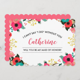 Bent u mijn Maid of Honor? Modern Floral Kaart
