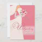 Bent u mijn Maid of Honor? Modern Roze Wit Kaart (Voorkant)