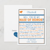 Bent u mijn Maid of Honor? Navy/Oranje gedicht Kaart (Voorkant / Achterkant)