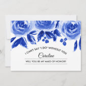 Bent u mijn Maid of Honor? Royal Blue Floral Kaart (Voorkant)