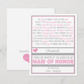 Bent u mijn Maid of Honor? Roze/grijs gedicht V2 Kaart (Voorkant / Achterkant)