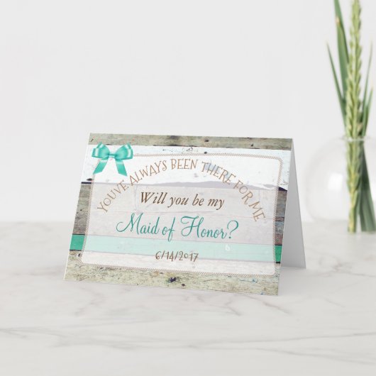 Bent u mijn Maid of Honor Rustic Wood Card? (Voorkant)