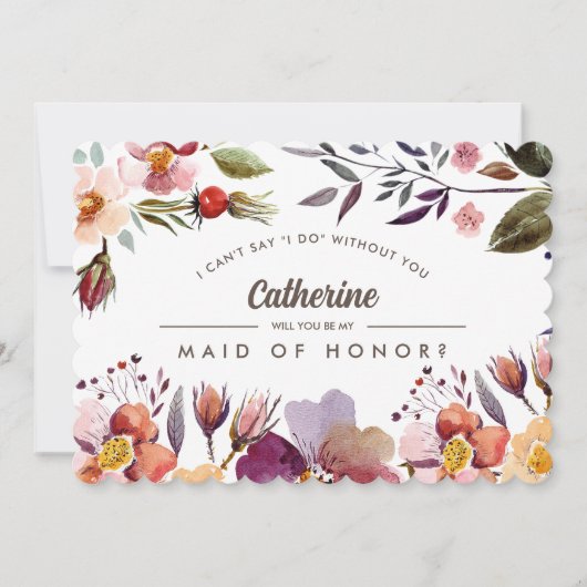 Bent u mijn Maid of Honor? Rustige Herfst Flowers Kaart (Voorkant)