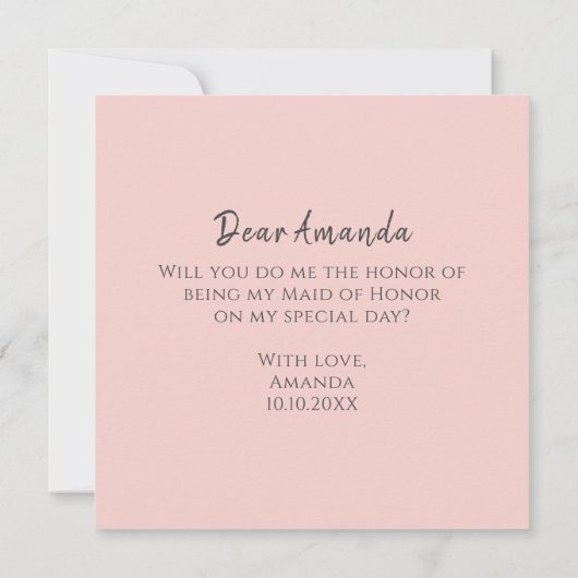 Bent u mijn Maid of Honor Waterverf Blush? Kaart (Achterkant)