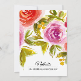 Bent u mijn Maid of Honor? Watrecolor Floral Kaart