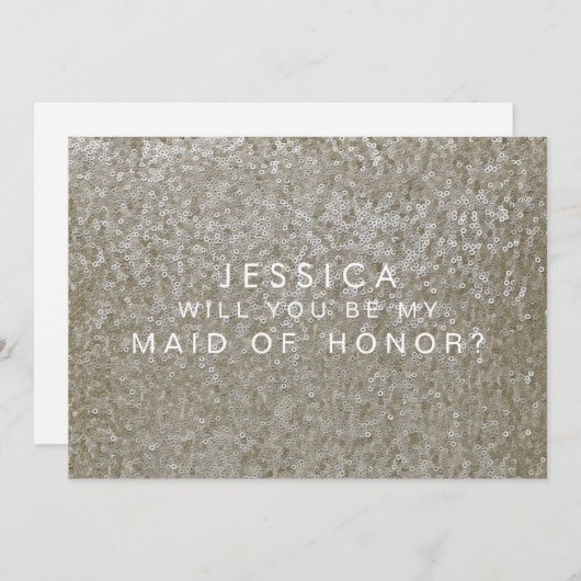 Bent u mijn Maid of Honor White Sequins Card? Kaart (Voorkant / Achterkant)