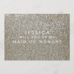 Bent u mijn Maid of Honor White Sequins Card? Kaart