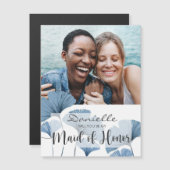 Bent u mijn Maid van Honor Blue en White Photo? Magnetische Uitnodiging (Voorkant / Achterkant)