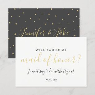 Bent u mijn MaidofHonor Card - Gold Stippen Black Kaart