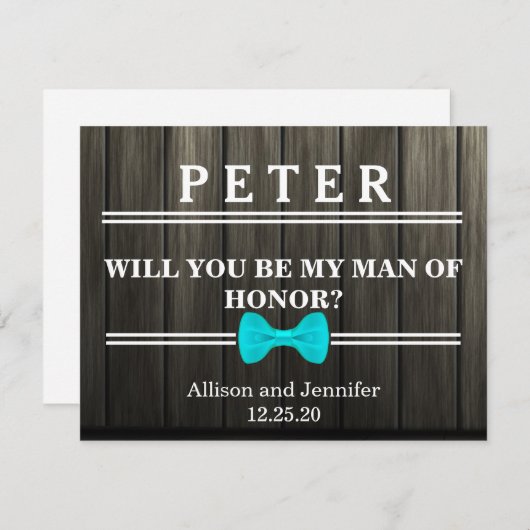 Bent u mijn Man van Honor? Gepersonaliseerde Woode Kaart (Voorkant / Achterkant)
