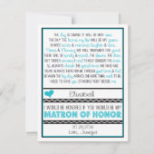 Bent u mijn Matron of Honor? Blauw/zwart gedicht V Kaart (Voorkant)