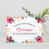 Bent u mijn Matron of Honor? Modern Floral Kaart (Staand voorkant)