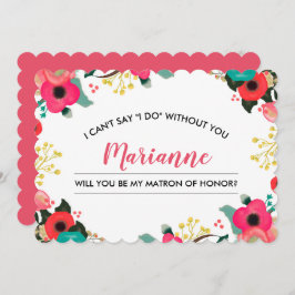 Bent u mijn Matron of Honor? Modern Floral Kaart