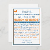 Bent u mijn Matron of Honor? Navy/Oranje gedicht Kaart (Voorkant / Achterkant)