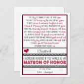 Bent u mijn Matron of Honor? Rood/zwart gedicht Kaart (Voorkant / Achterkant)
