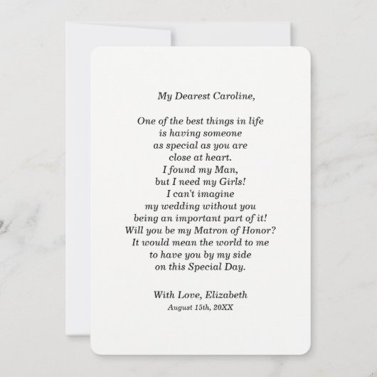 Bent u mijn Matron of Honor? Rustige zonnebloemen Kaart (Achterkant)