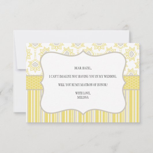 Bent u mijn matron van de eer-bijengeel en grijs? (Achterkant)