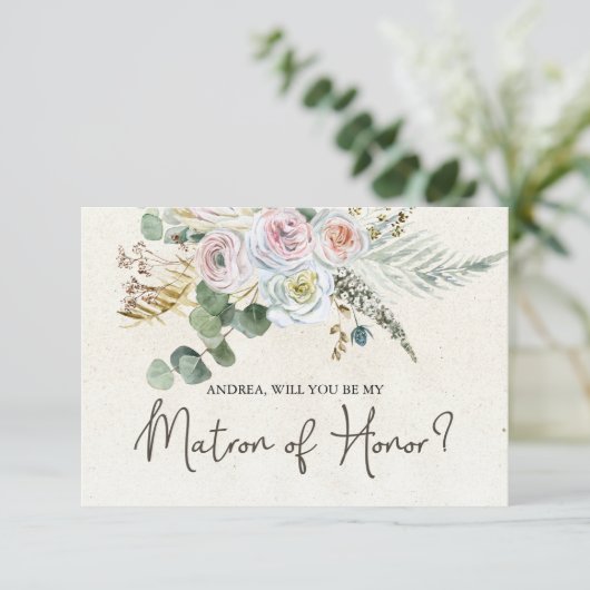 Bent u mijn matron van eer Pastel Boho neutraal? (Staand voorkant)